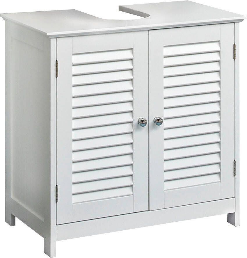 Saphir Wastafelonderkast Quickset 928 wastafelonderkast in wit met 2 deuren Wastafel kast met sifonaansluiting 60 cm breed zonder wastafel