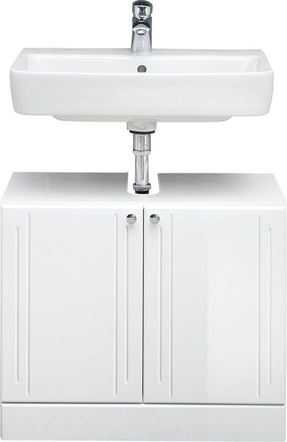 Saphir Wastafelonderkast Quickset 955 Onderkast wit hoogglans 2 deuren Wastafelonderkast inclusief deurdemper 65 cm breed zonder wasbak
