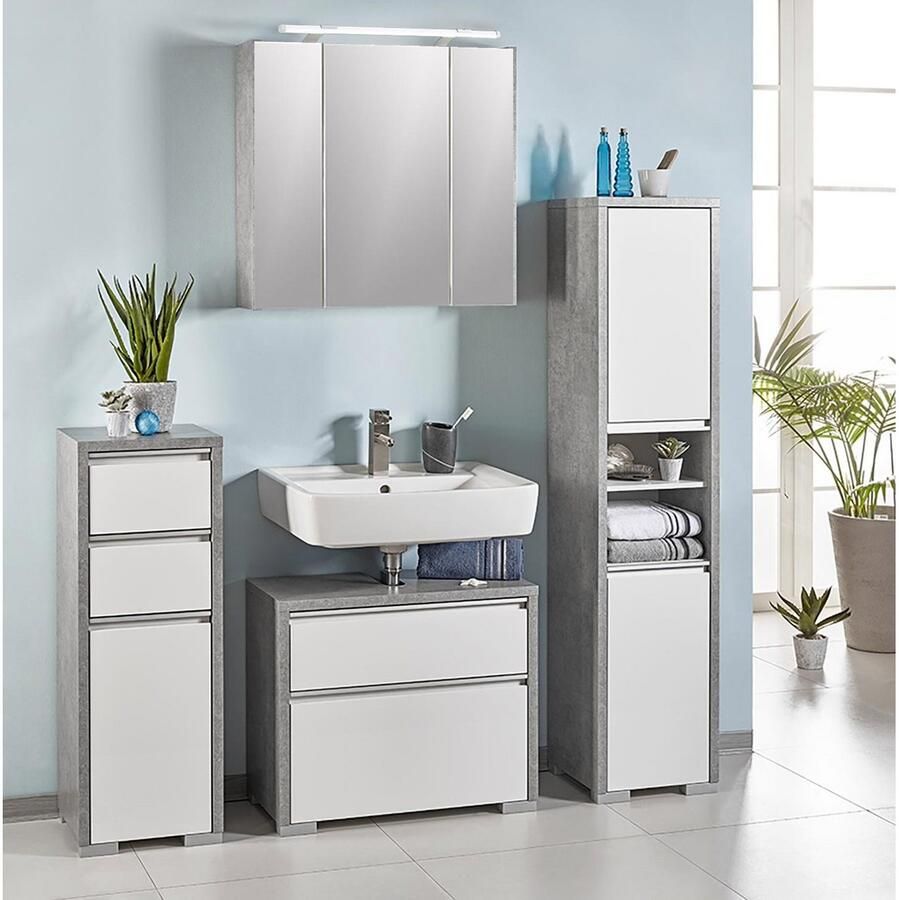 Schildmeyer Spiegelkast Dorina met in hoogte verstelbare glazen planken Made in Germany