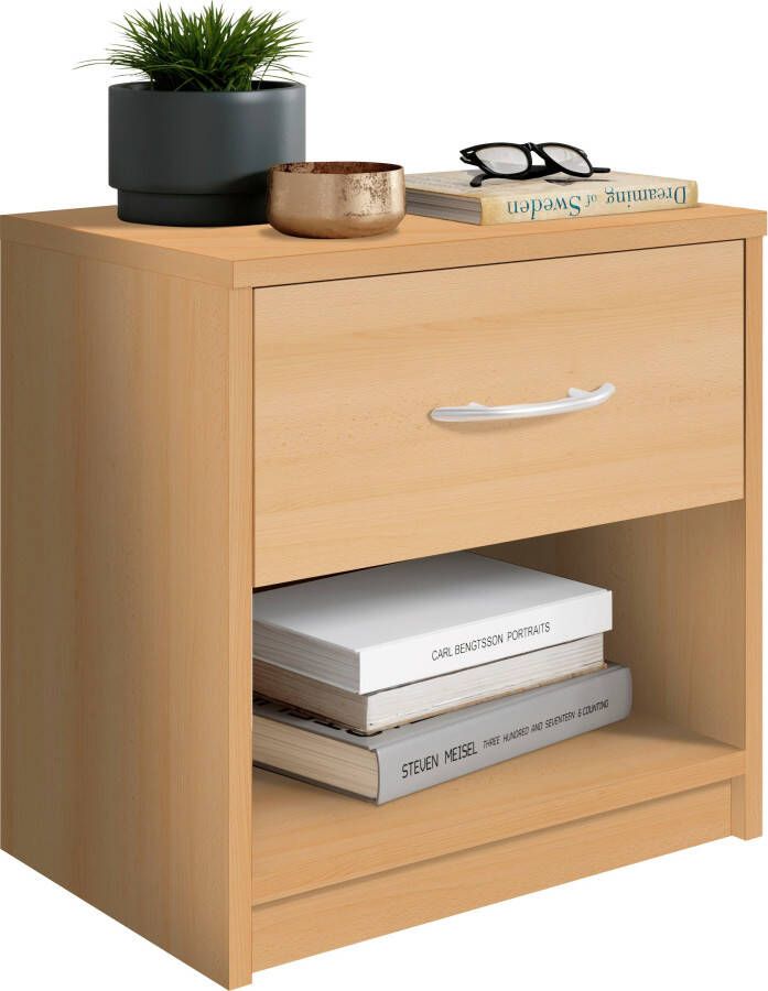 Emob Nachtkastje Beppu met 1 lade beuk Slaapkamerkasten Bruin Spaanplaat Slaapkamerkasten Op voorraad - Foto 4