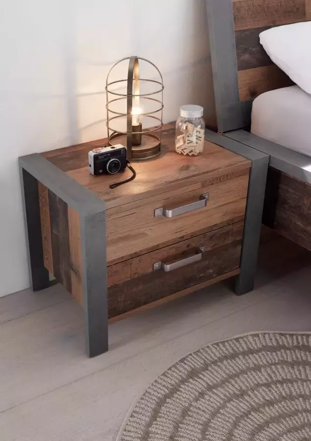 Emob Nachtkastje Vella 100% Melamine Gecoat Haagbeuk Poten Metalen en Touw Handgrepen Sonoma Eik Slaapkamerkasten Bruin Melamine; Spaanplaat Slaapkamerkasten Op voorraad - Foto 7