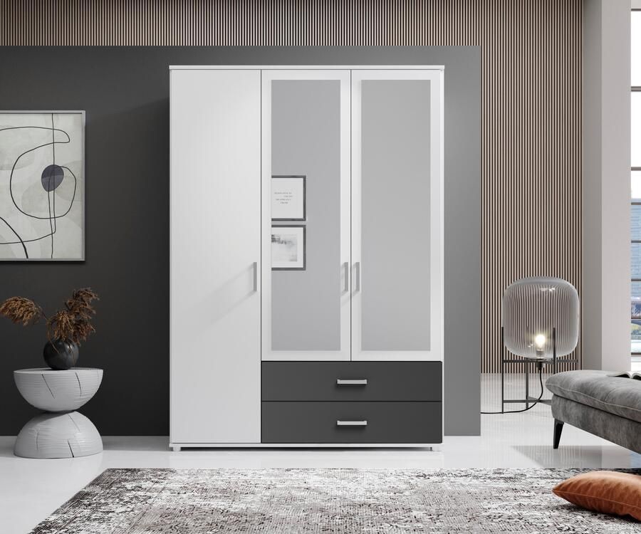 Schlafkontor Draaideurkast Ivar kledingkast met spiegel inclusief 2 spiegeldeuren en 2 kleuraccent lades - Foto 7