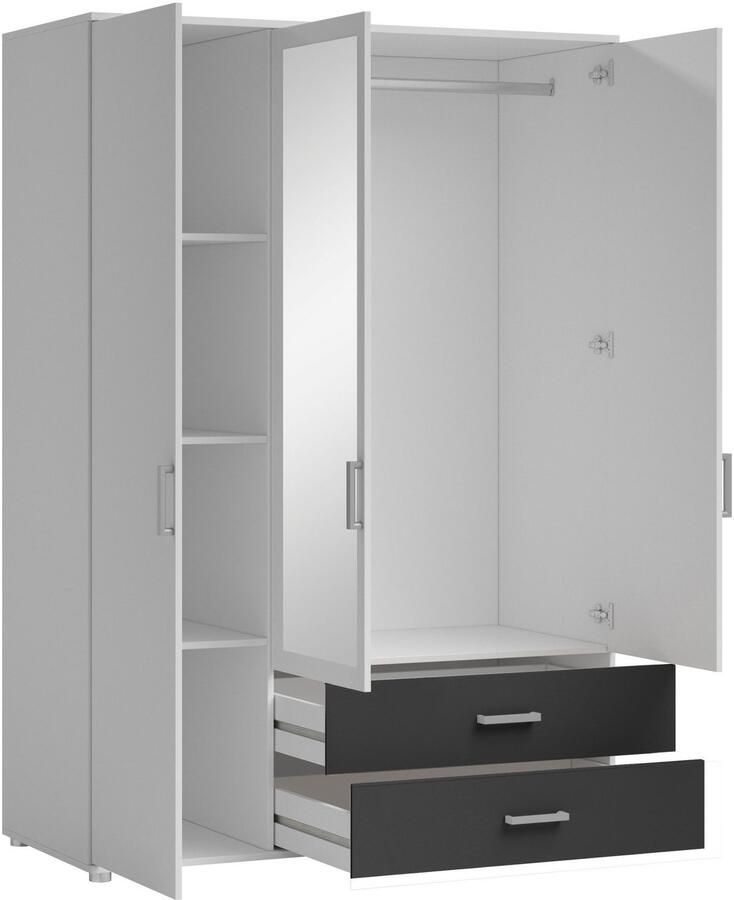 Schlafkontor Draaideurkast Ivar kledingkast met spiegel inclusief 2 spiegeldeuren en 2 kleuraccent lades - Foto 3