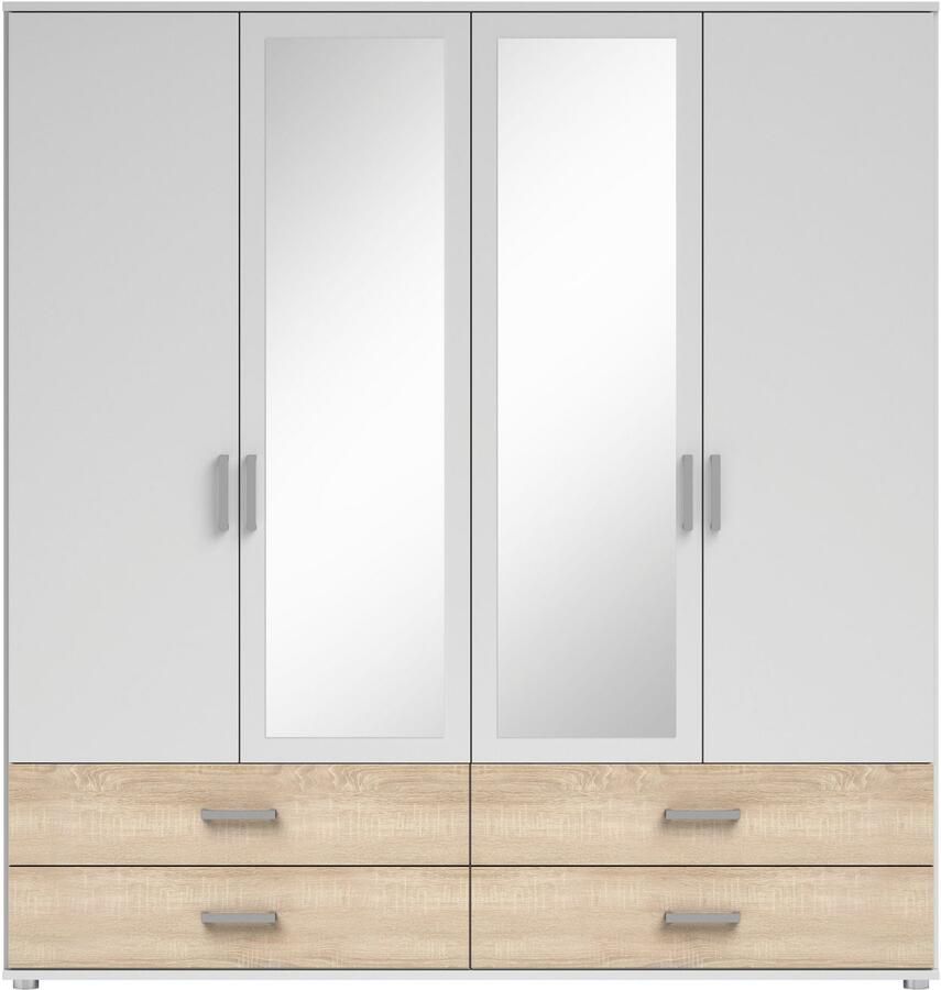 Schlafkontor Draaideurkast Ivar kledingkast met spiegel inclusief 2 spiegeldeuren en 2 kleuraccent lades - Foto 2