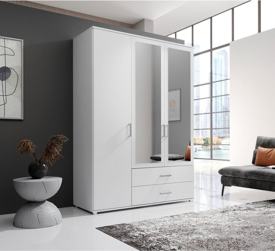 Schlafkontor Draaideurkast Ivar kledingkast met spiegel inclusief 2 spiegeldeuren en 2 kleuraccent lades - Foto 2