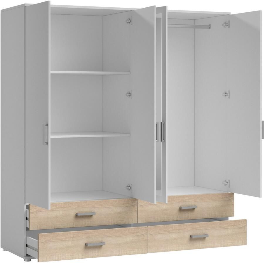 Schlafkontor Draaideurkast Ivar kledingkast met spiegel inclusief 2 spiegeldeuren en 2 kleuraccent lades