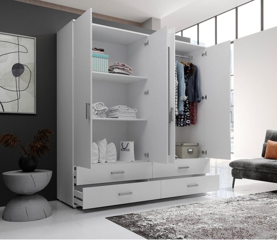 Schlafkontor Draaideurkast Ivar kledingkast met spiegel inclusief 2 spiegeldeuren en 2 kleuraccent lades - Foto 6