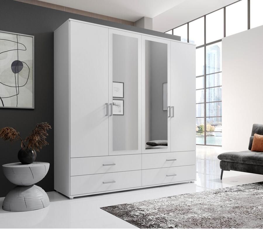 Schlafkontor Draaideurkast Ivar kledingkast met spiegel inclusief 2 spiegeldeuren en 2 kleuraccent lades - Foto 7