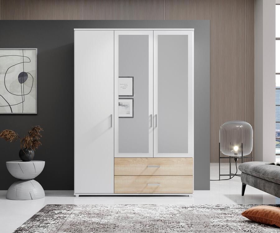 Schlafkontor Draaideurkast Ivar kledingkast met spiegel inclusief 2 spiegeldeuren en 2 kleuraccent lades - Foto 8