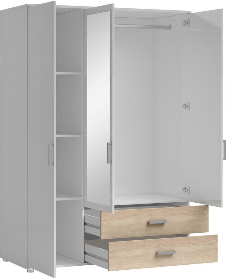 Schlafkontor Draaideurkast Ivar kledingkast met spiegel inclusief 2 spiegeldeuren en 2 kleuraccent lades - Foto 4