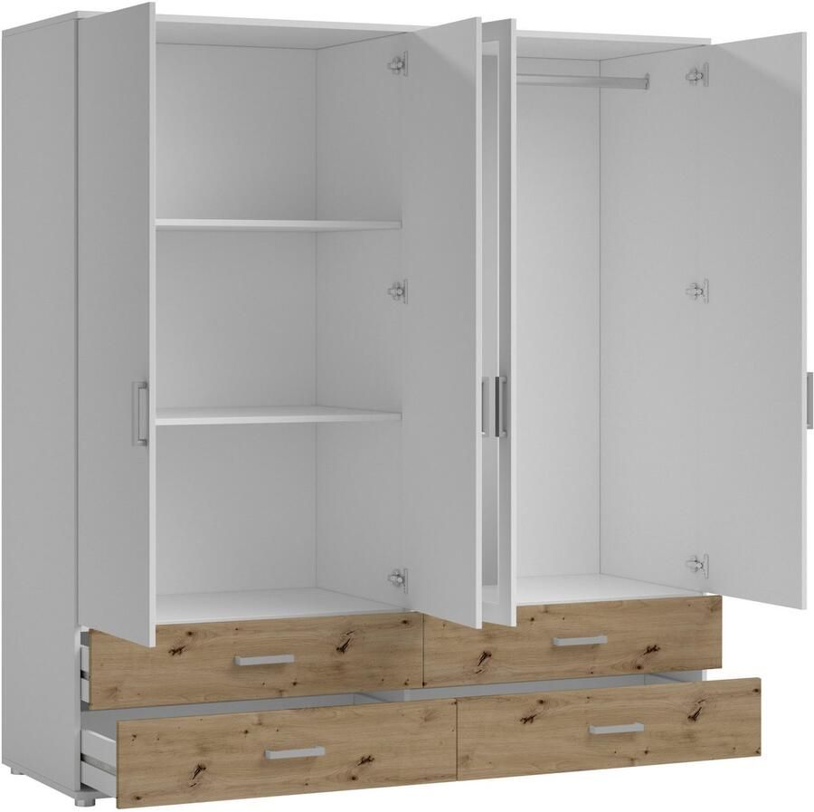 Schlafkontor Draaideurkast Ivar kledingkast met spiegel inclusief 2 spiegeldeuren en 2 kleuraccent lades