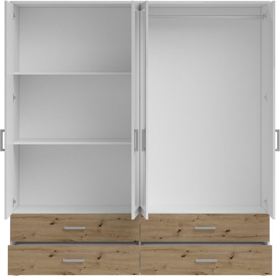 Schlafkontor Draaideurkast Ivar kledingkast met spiegel inclusief 2 spiegeldeuren en 2 kleuraccent lades - Foto 2
