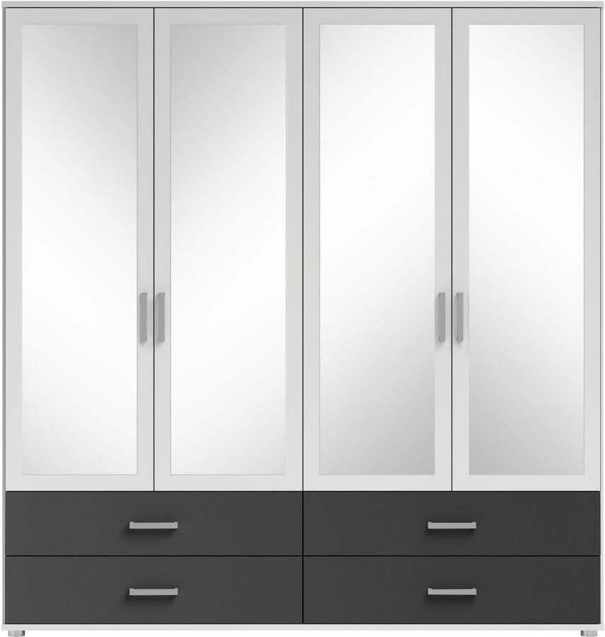 Schlafkontor Draaideurkast Ivar kledingkast met spiegel inclusief 2 spiegeldeuren en 4 kleuraccent lades - Foto 3