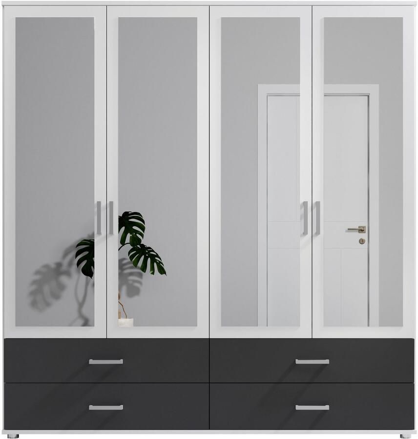 Schlafkontor Draaideurkast Ivar kledingkast met spiegel inclusief 2 spiegeldeuren en 4 kleuraccent lades - Foto 2