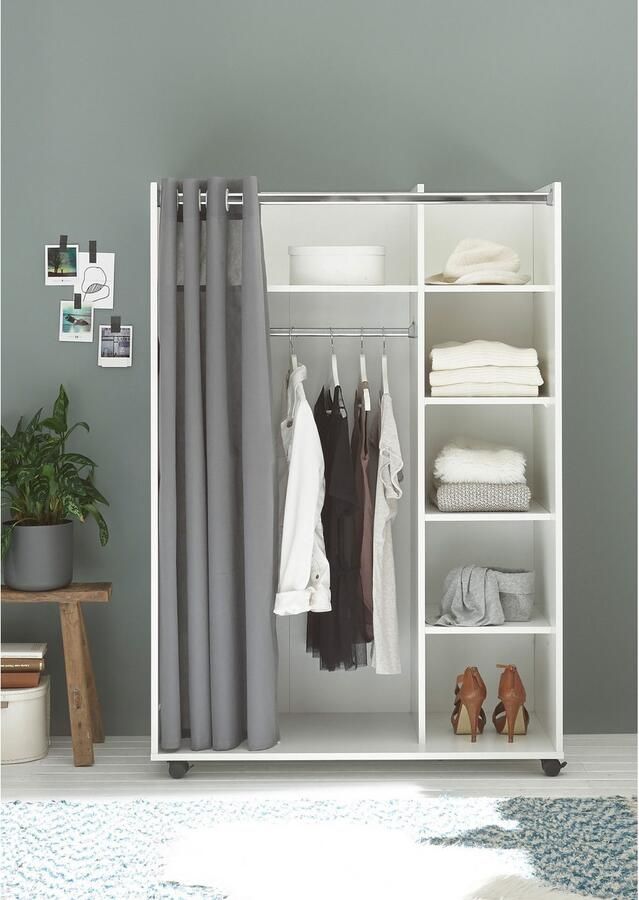 Schlafkontor Kledingkast Jenke kledingkast slaapkamerkast op wielen BESTSELLER Multifunctionele kledingkast met moderne gordijngarderobe - Foto 16