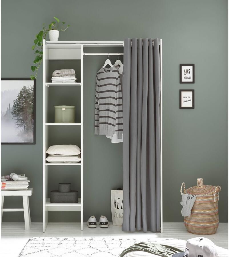 Schlafkontor Kledingkast Jenke kledingkast slaapkamerkast op wielen BESTSELLER Multifunctionele kledingkast met moderne gordijngarderobe - Foto 5