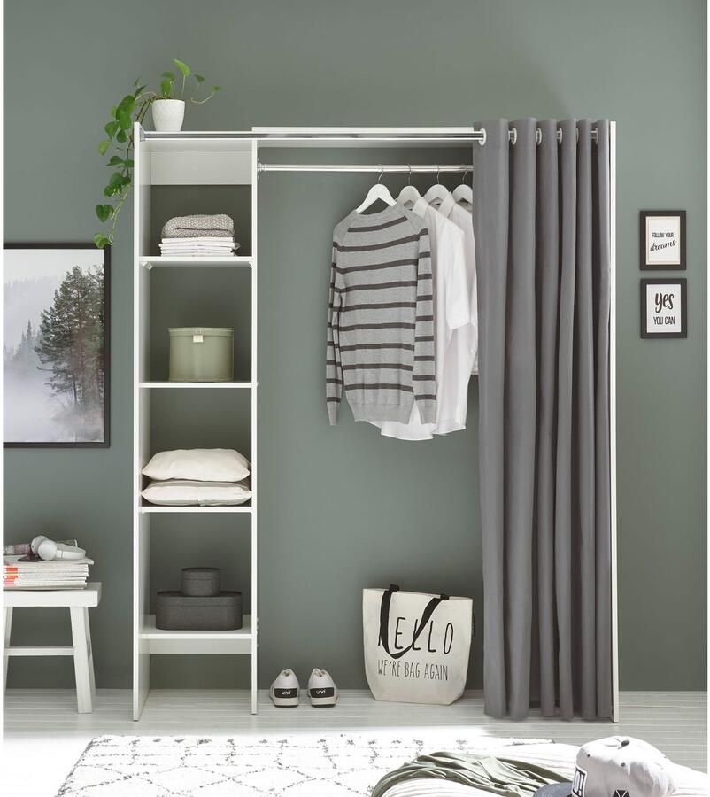 Schlafkontor Kledingkast Jenke kledingkast slaapkamerkast op wielen BESTSELLER Multifunctionele kledingkast met moderne gordijngarderobe - Foto 6