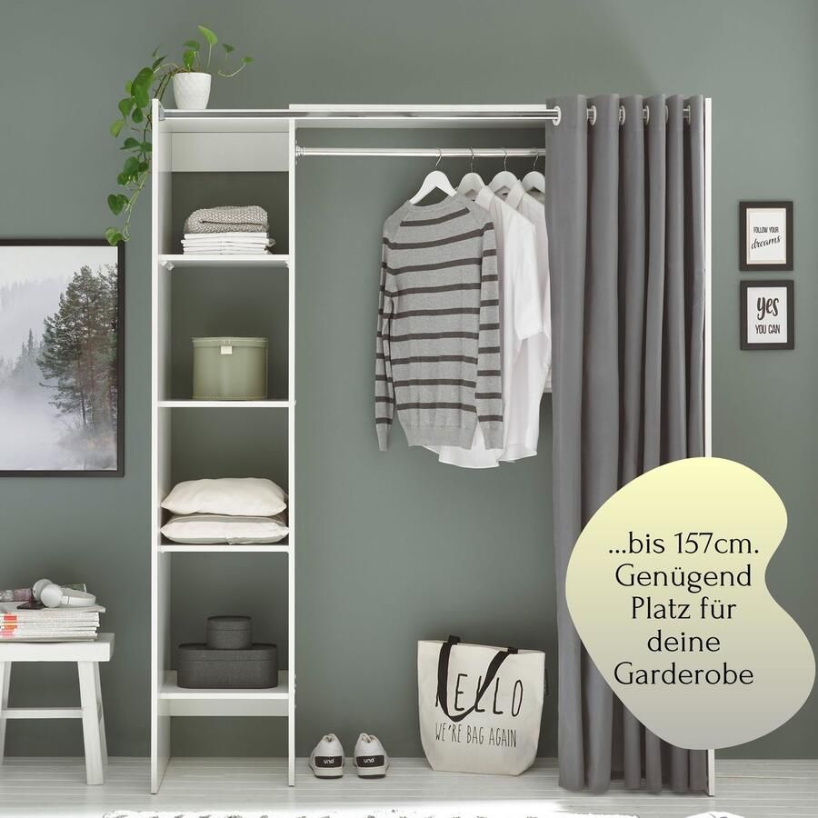 Schlafkontor Kledingkast Jenke kledingkast slaapkamerkast op wielen BESTSELLER Multifunctionele kledingkast met moderne gordijngarderobe - Foto 2