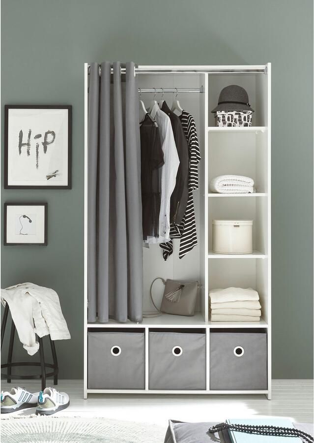 Schlafkontor Kledingkast Jenke kledingkast slaapkamerkast op wielen BESTSELLER Multifunctionele kledingkast met moderne gordijngarderobe - Foto 18