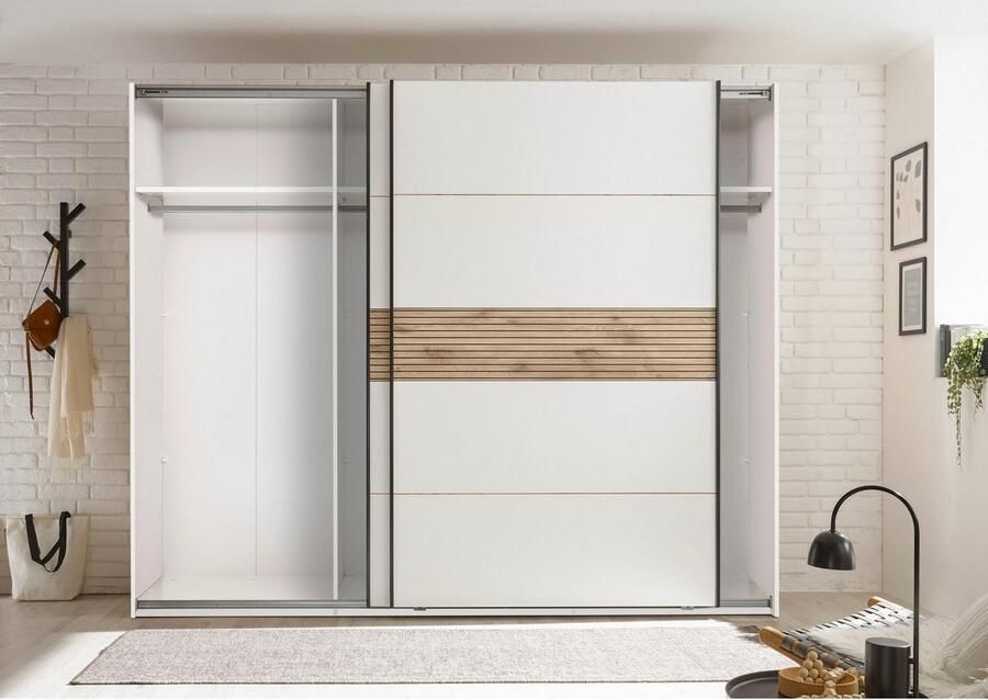 Schlafkontor Kledingkast Leo zweefdeurkast schuifdeurkast met spiegel Accent in Viking Oak lichte ribbelstructuur en spiegel - Foto 10