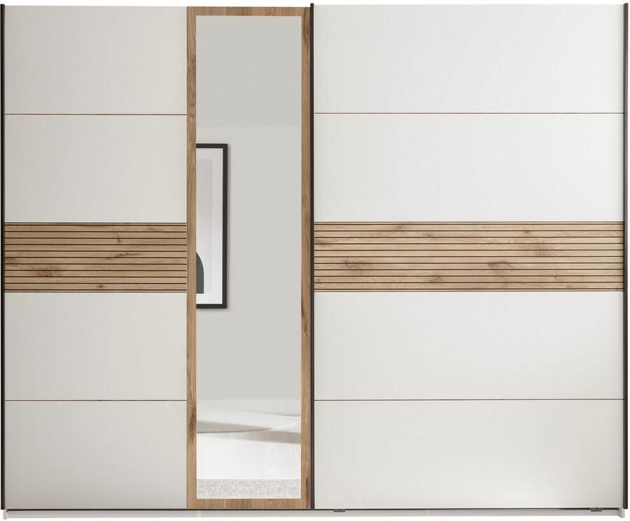 Schlafkontor Kledingkast Leo zweefdeurkast schuifdeurkast met spiegel Accent in Viking Oak lichte ribbelstructuur en spiegel - Foto 6