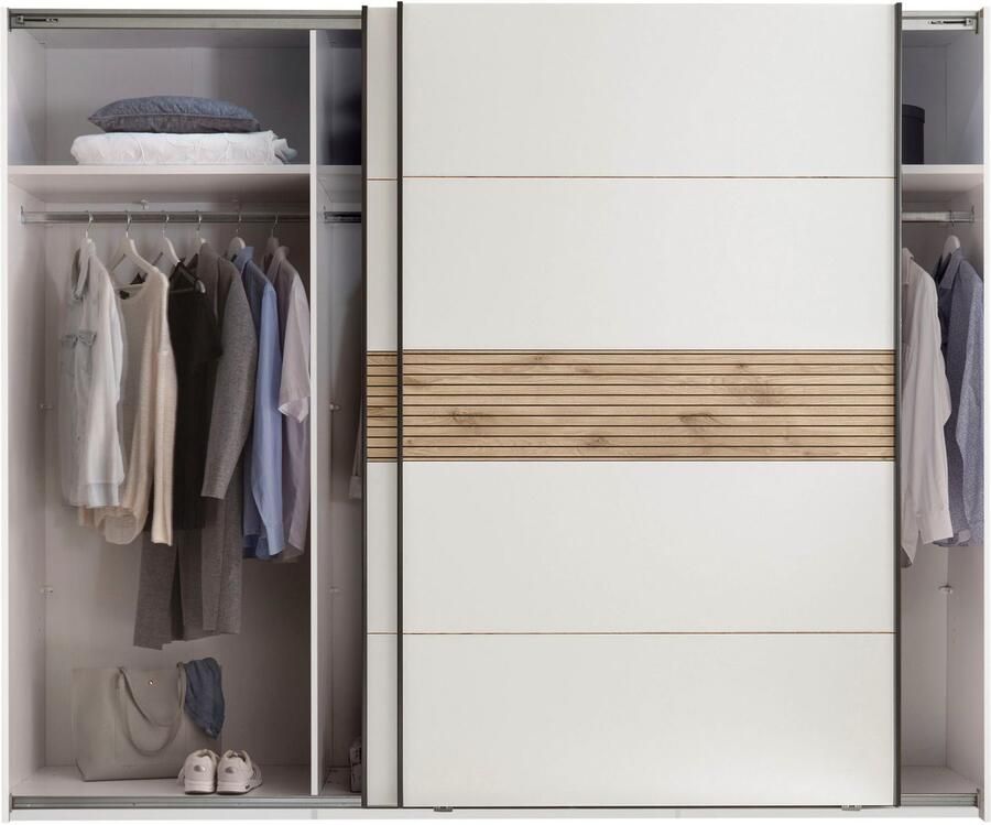 Schlafkontor Kledingkast Leo zweefdeurkast schuifdeurkast met spiegel Accent in Viking Oak lichte ribbelstructuur en spiegel - Foto 5