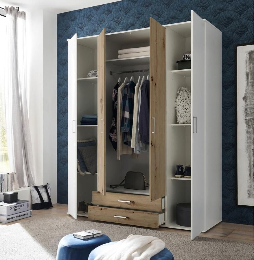 Schlafkontor Kledingkast Marburg bestseller kast garderobe met lades Slaapkamerkast in topkwaliteit in 2 breedtes - Foto 3