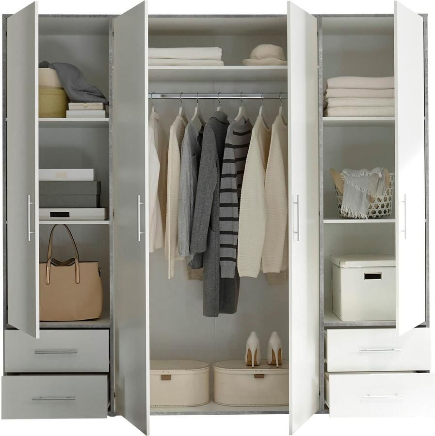 Power+ Pol Power Valencia kledingkast laminaat 4 deuren 206x195x60 cm