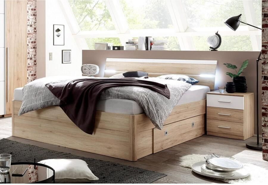 Schlafkontor Ledikant met bergruimte Mars bedombouw inclusief bedlades en nachtkastjes