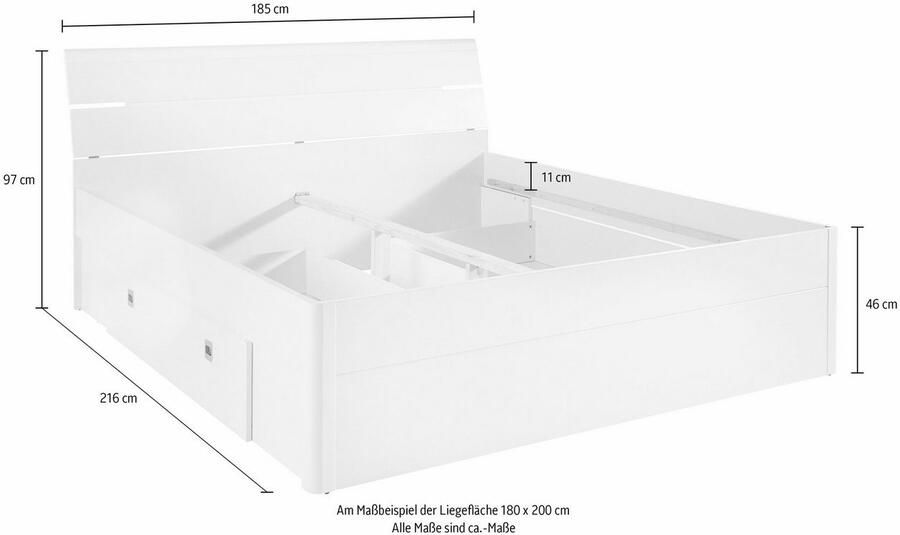 Schlafkontor Ledikant met bergruimte Mars inclusief 2 laden en ledverlichting - Foto 6