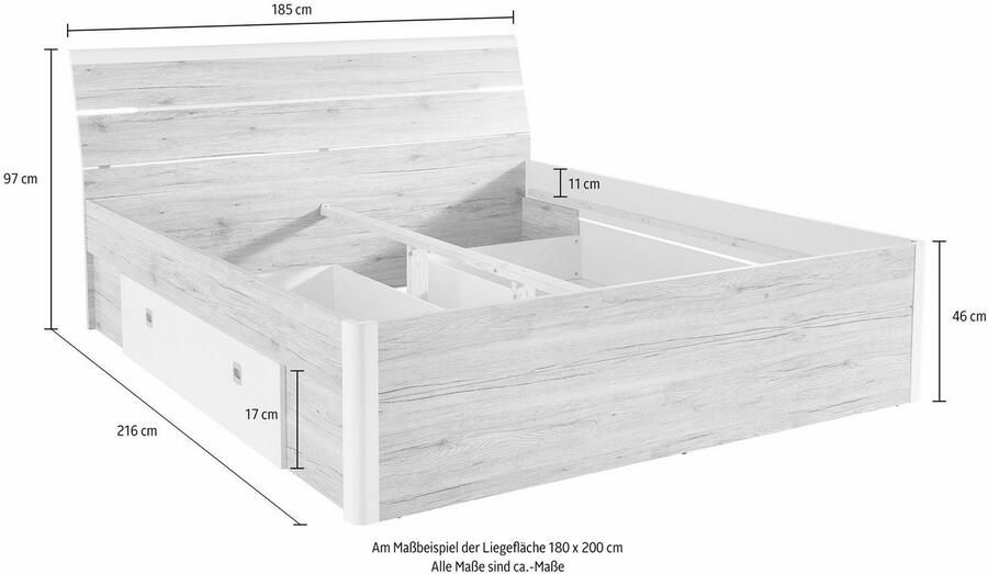 Schlafkontor Ledikant met bergruimte Mars inclusief 2 laden en ledverlichting - Foto 3