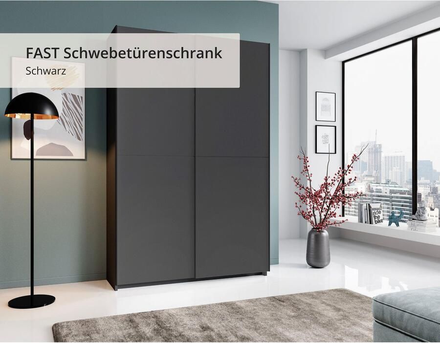 Schlafkontor Schuifdeurkast Heimo Fast kast kledingkast garderobe OTTO´s CHOICE weinig diepte uitschuifbare kledingstang garderobekast 6 planken - Foto 5