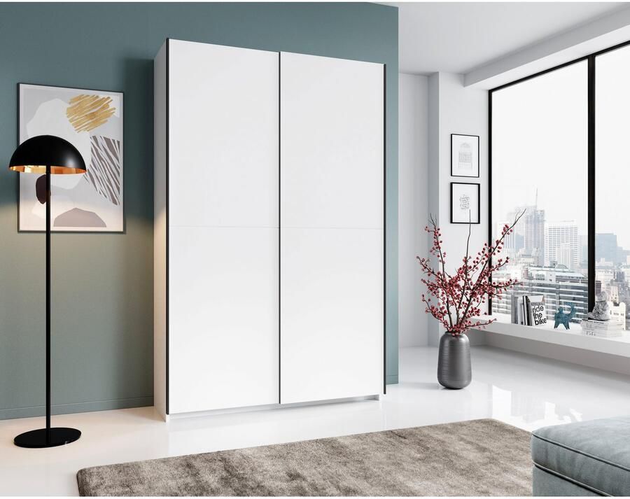 Schlafkontor Schuifdeurkast Heimo Fast kast kledingkast garderobe OTTO´s CHOICE weinig diepte uitschuifbare kledingstang garderobekast 6 planken - Foto 5