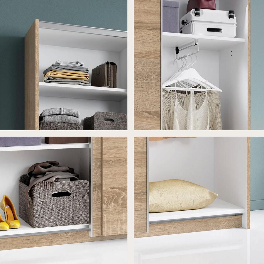 Schlafkontor Schuifdeurkast Heimo Fast kast kledingkast garderobe OTTO´s CHOICE weinig diepte uitschuifbare kledingstang garderobekast 6 planken