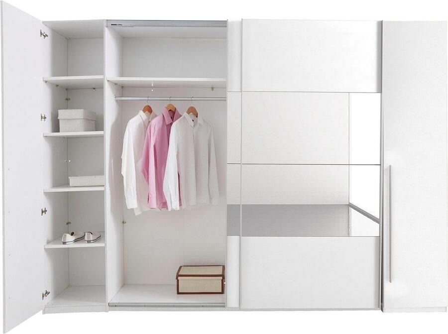 Schlafkontor Zweefdeurkast Kledingkast draaideur kast garderobe MEGA met draaideuren en schuifdeuren en spiegel veel planken - Foto 3