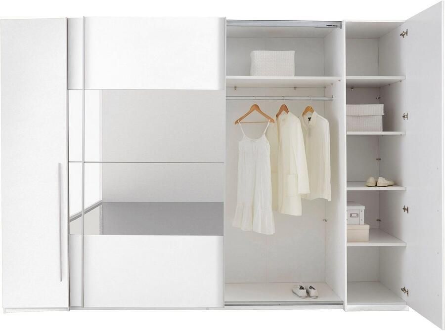 Schlafkontor Zweefdeurkast Kledingkast draaideur kast garderobe MEGA met draaideuren en schuifdeuren en spiegel veel planken - Foto 4