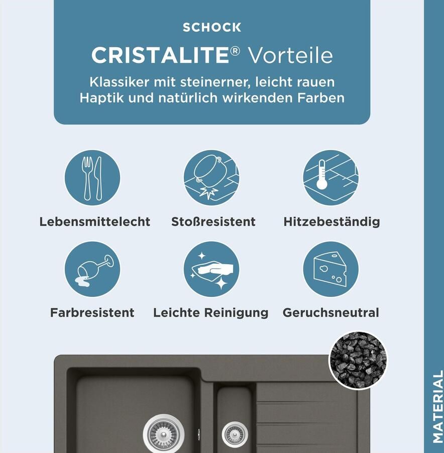 Schock Granieten spoelbak Typos DS met uitlekbak - Foto 2