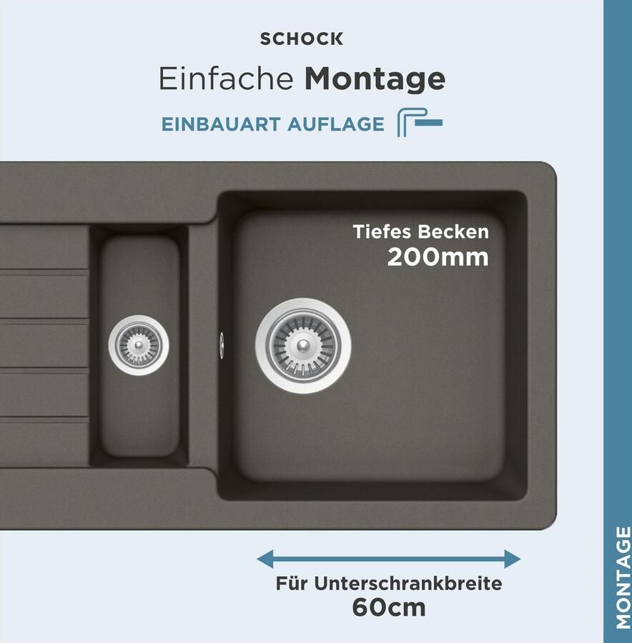 Schock Granieten spoelbak Typos DS met uitlekbak - Foto 4