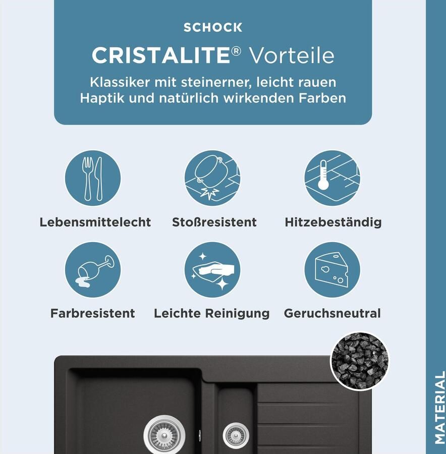 Schock Granieten spoelbak Typos DS met uitlekbak - Foto 2