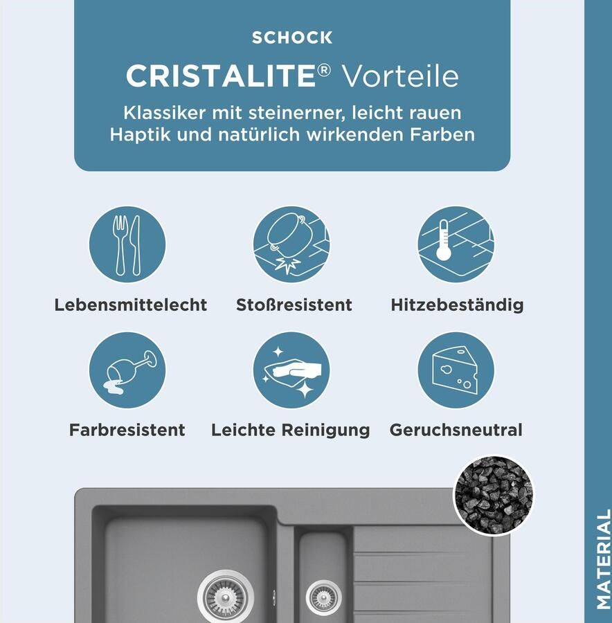 Schock Granieten spoelbak Typos DS met uitlekbak - Foto 2