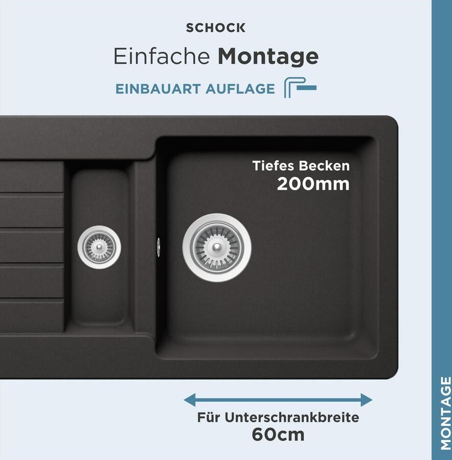 Schock Granieten spoelbak Typos DS met uitlekbak - Foto 4