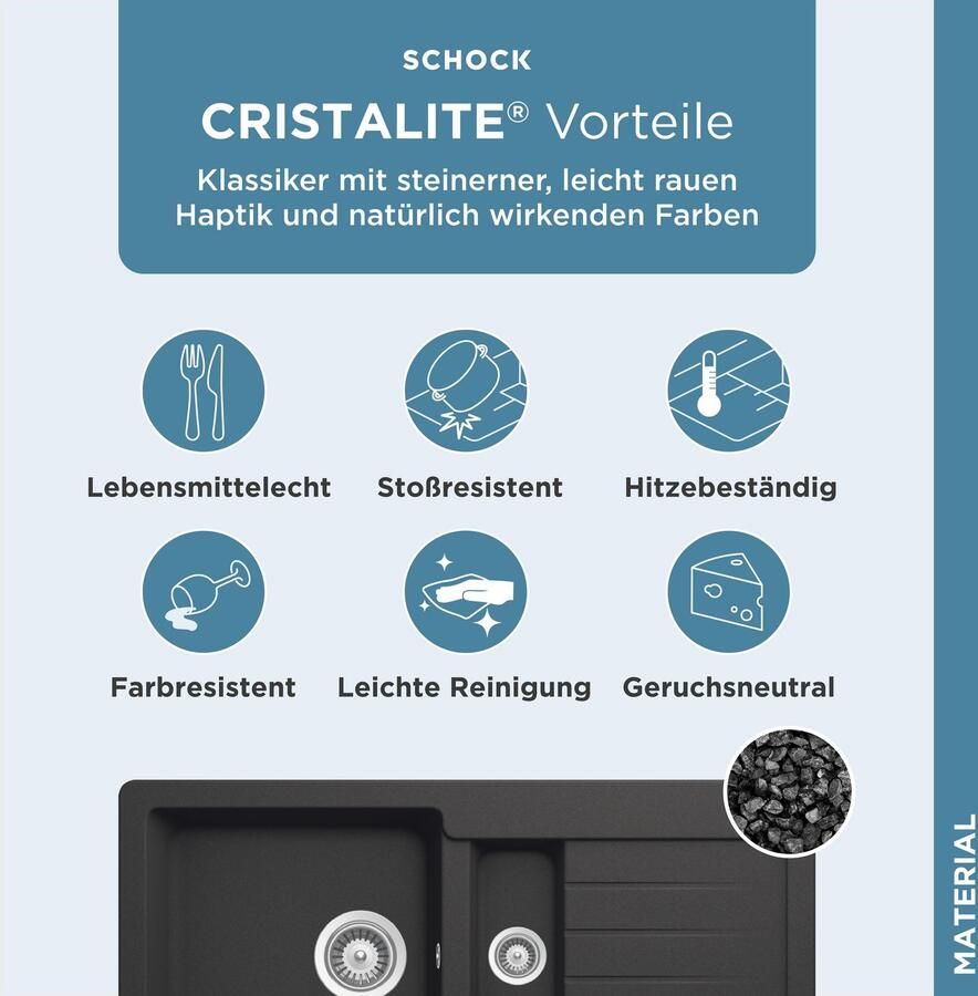 Schock Granieten spoelbak Typos DS met uitlekbak - Foto 2