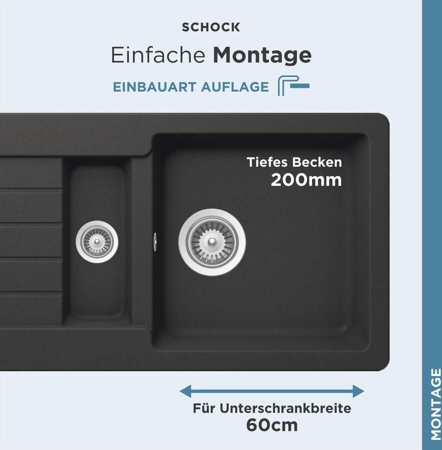 Schock Granieten spoelbak Typos DS met uitlekbak - Foto 4