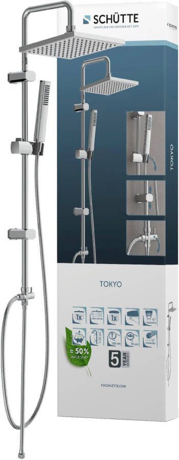 Schütte Slang en handdouche TOKYO inclusief waterbesparende afdichting antikalk in hoogte verstelbare. edelstalen stang (set)