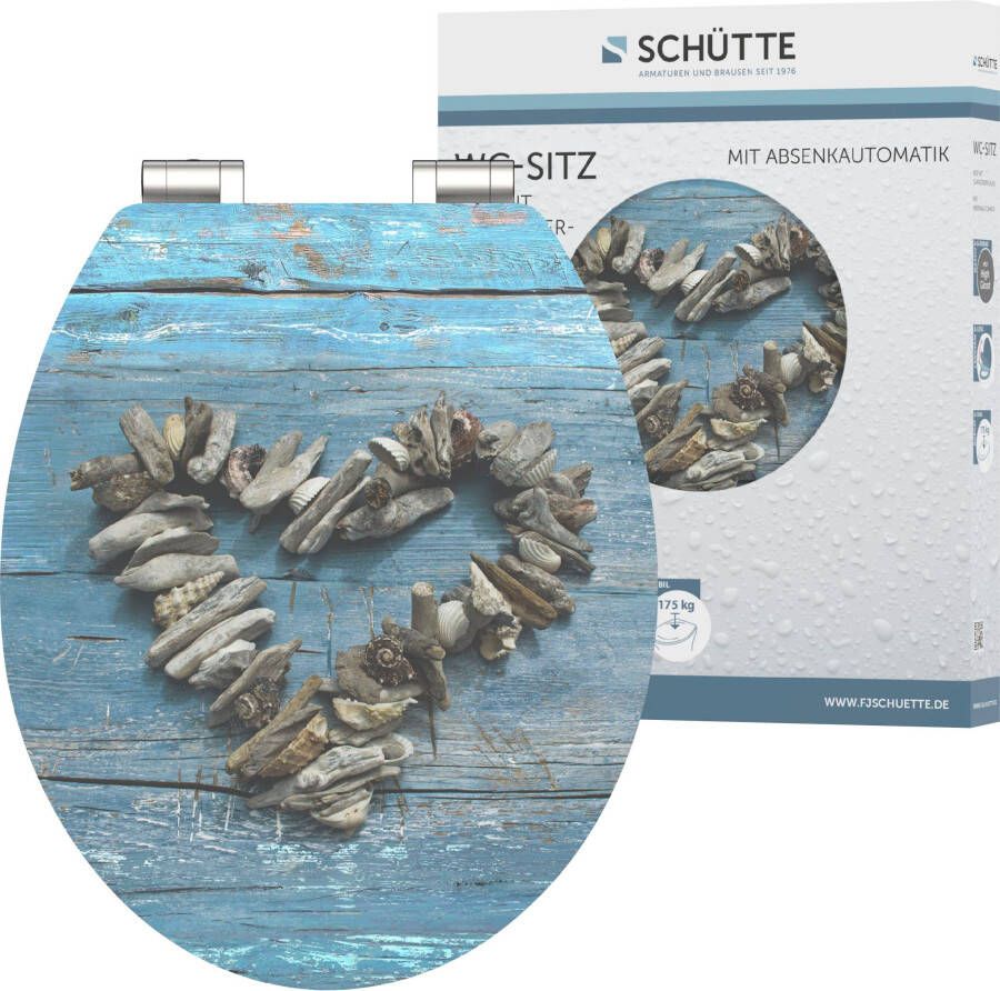 Schütte Toiletzitting Shell heart High gloss met houten mdf-kern met softclosemechanisme