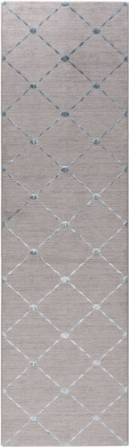 Salery Home Vloerkleed- modern laagpolig vloerkleed tapijtenloods Lara blauw geodriehoek patroon 80x300 cm - Foto 2