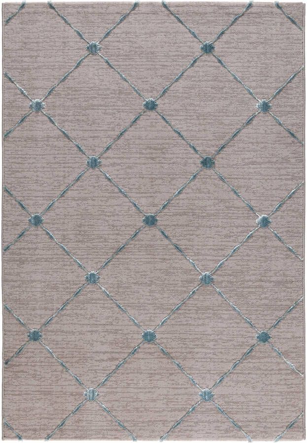Salery Home Vloerkleed- modern laagpolig vloerkleed tapijtenloods Lara blauw geodriehoek patroon 160x230 cm