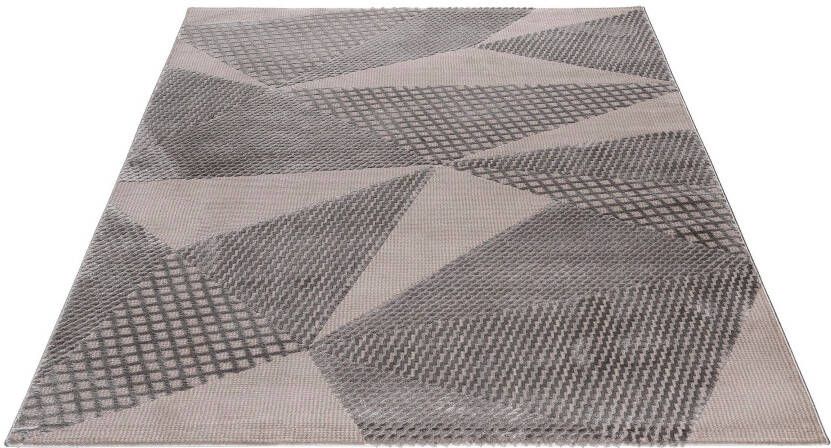 Salery Home Vloerkleed- modern laagpolig vloerkleed tapijtenloods Luxury grijs geodriehoek patroon 120x170 cm
