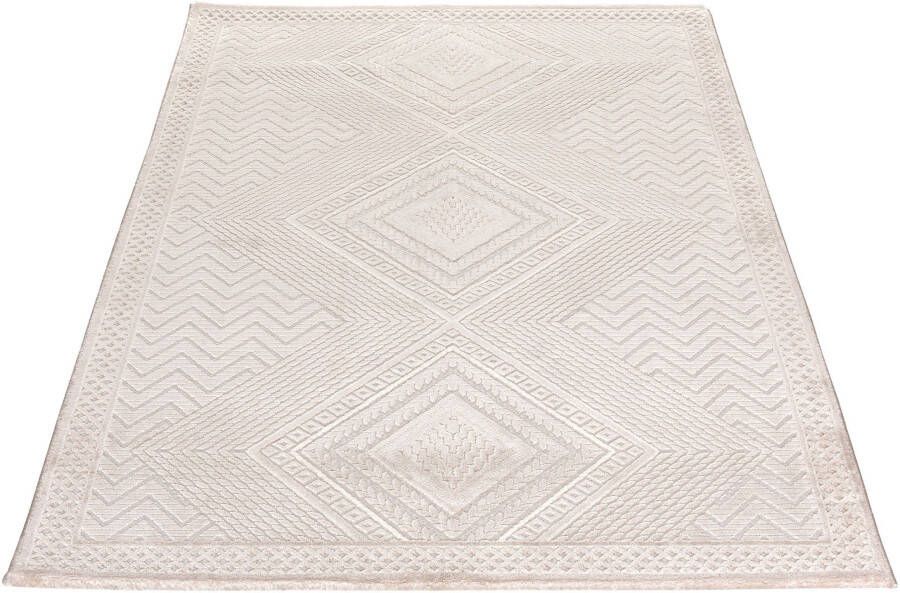 Salery Home SEHRAZAT Vloerkleed- modern laagpolig vloerkleed Luxury tapijt beige geodriehoek patroon 120x170 cm