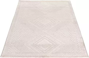 Salery Home SEHRAZAT Vloerkleed- modern laagpolig vloerkleed Luxury tapijt beige geodriehoek patroon 120x170 cm
